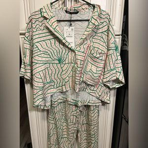 ZARA 2 PIECE PRINTED Pant SET L